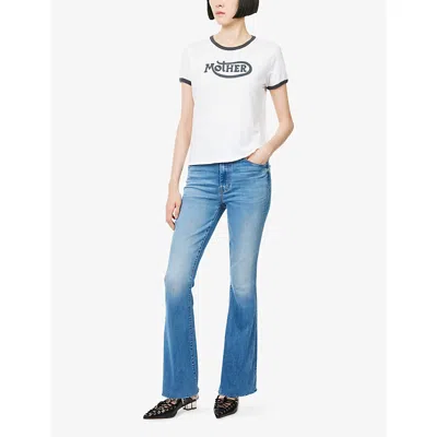 Mother The Hustler Roller Ankle Wide Leg Jeans In Blue