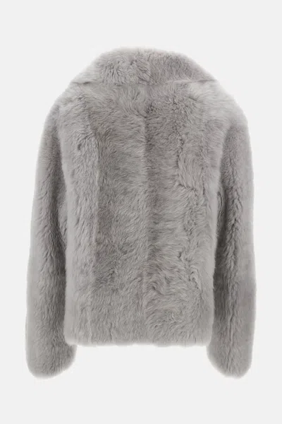 Desa 1972 Shearling Trapeze Jacket In Gray