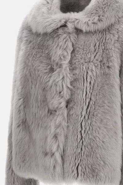 Desa 1972 Shearling Trapeze Jacket In Gray