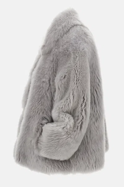 Desa 1972 Shearling Trapeze Jacket In Gray