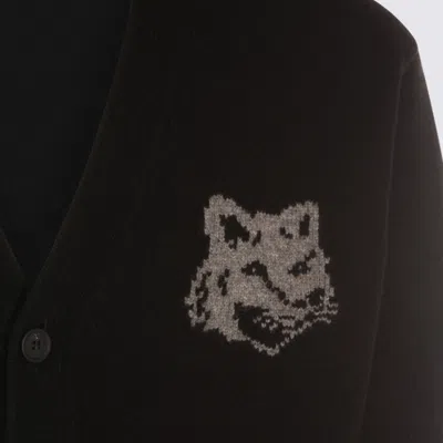 Maison Kitsuné Black Fox Head Cardigan With Buttons Closure In Brown