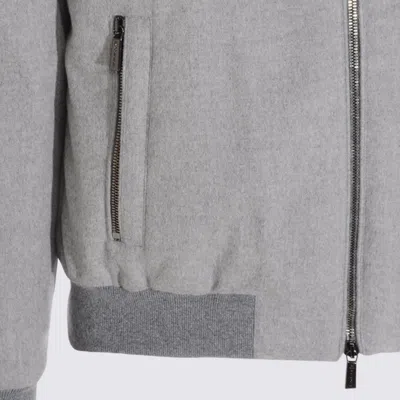 Moorer Hooded Down Jacket Zipper Pockets In Gray