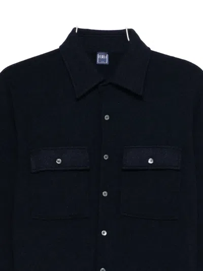 Fedeli Cashmere Shirt Jacket In Blue