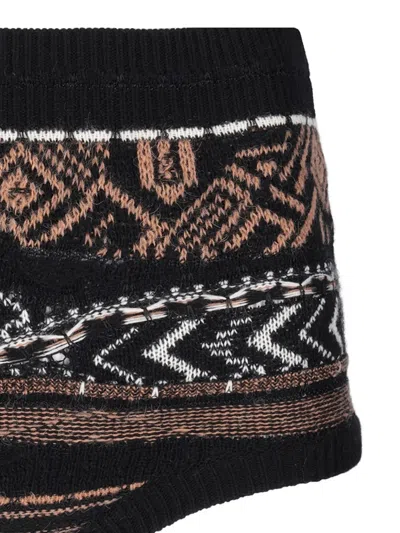 Laneus Knitted Patterned Culottes In Black