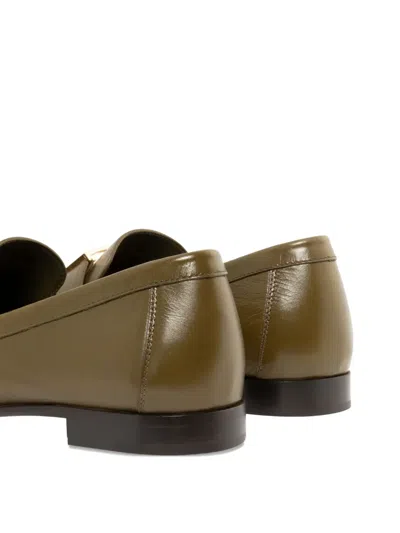 Fendi Ff Baguette Buckle Ruched Loafers In Green