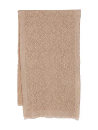 Tagliatore Patterned Fringed Scarf In Brown