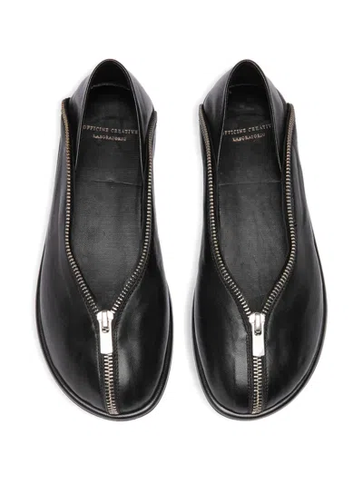 Officine Creative Zip-detail Loafers In Black