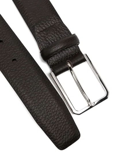 Santoni Leather Belt In Black