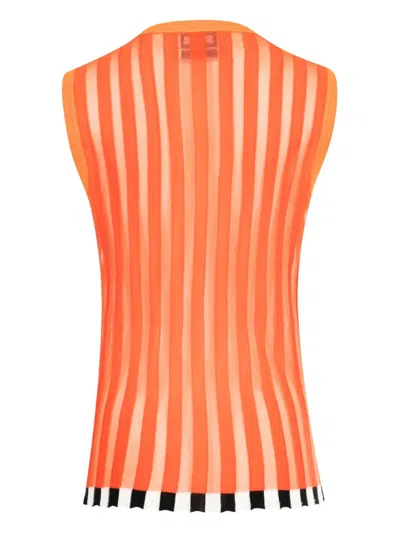 Christopher John Rogers Pleated Trim Shell Top In Orange
