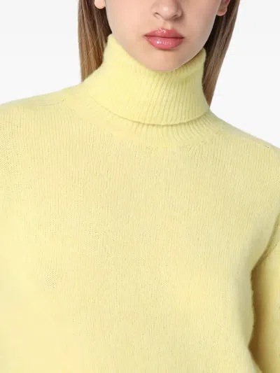 Roberto Collina Cashmere Blend Turtleneck Sweater With Long Sleeves In Yellow