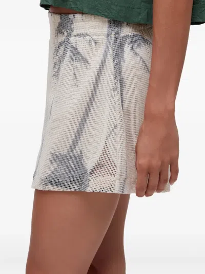 Osklen Coqueiro Palm-tree Mesh Mini Shorts In Gray
