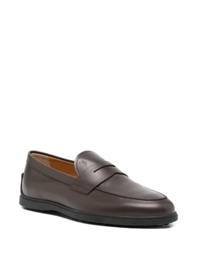Tod's Brown Gommino Moccasin In Shiny Leather In Brown