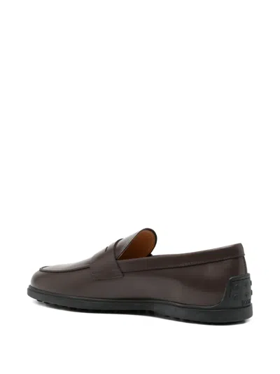 Tod's Brown Gommino Moccasin In Shiny Leather In Brown