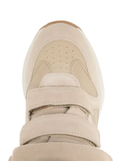 Isabel Marant Balskee Leather And Suede High-top Wedge Sneakers In Neutral