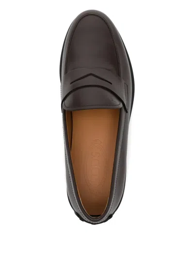Tod's Brown Gommino Moccasin In Shiny Leather In Brown