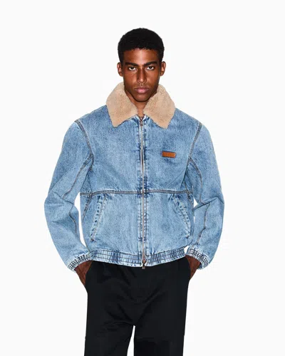 Armani Exchange Denim Jacket With Faux Fur Collar In Blue