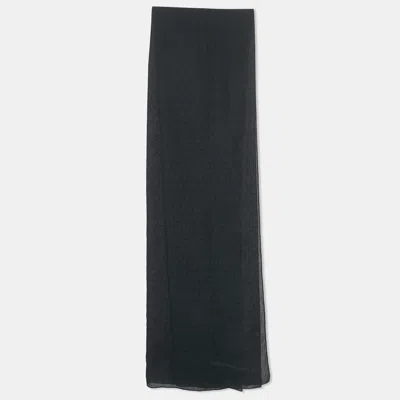 Pre-owned Emporio Armani Navy Blue Honeycomb Pattern Silk Scarf