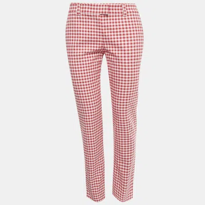 Pre-owned Red Valentino Red Gingham Cotton Trousers M