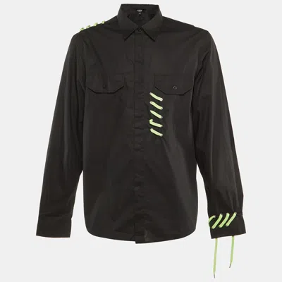 Pre-owned Versus Black Cotton Lace Detail Shirt Xxl