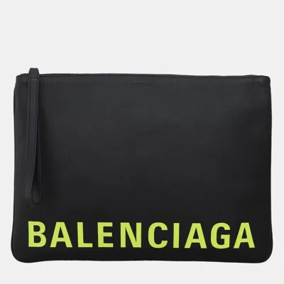 Pre-owned Balenciaga Logo Cash Handle Pouch In Black