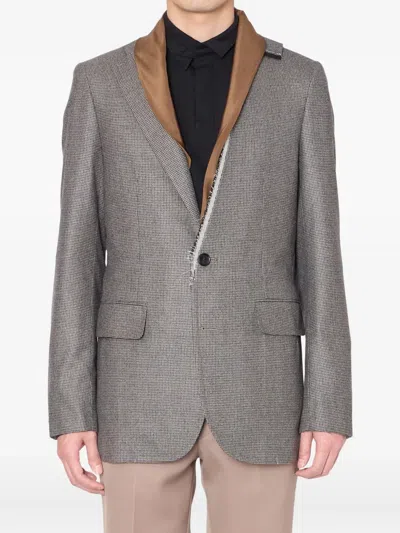 Kolor Houndstooth Frayed-edge Blazer In Multi