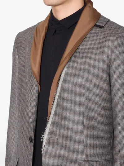 Kolor Houndstooth Frayed-edge Blazer In Multi