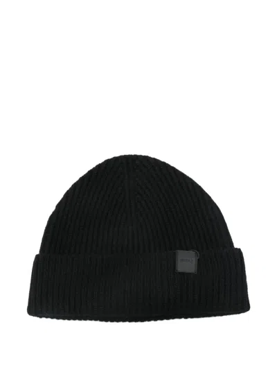 Juunj Ribbed Logo-patch Beanie In Black