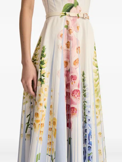 Oscar De La Renta Foxglove Sleeveless Stretch Cotton Dress In Multi