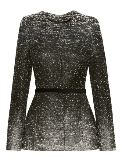 Oscar De La Renta Ombr Lurex Boucl Jacquard Jacket In Black