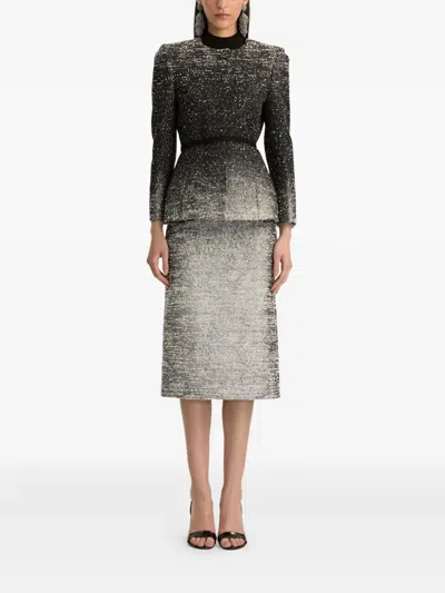 Oscar De La Renta Ombr Lurex Boucl Jacquard Jacket In Black