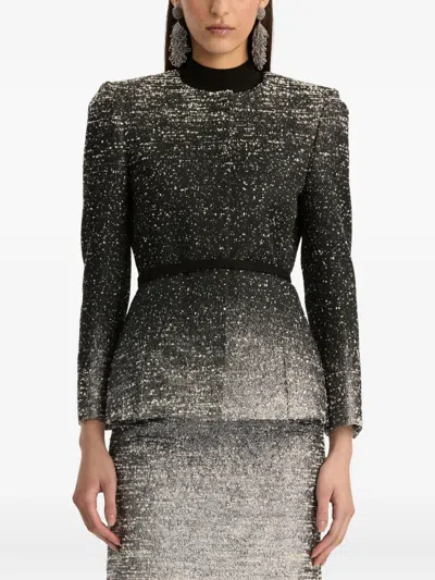 Oscar De La Renta Ombr Lurex Boucl Jacquard Jacket In Black