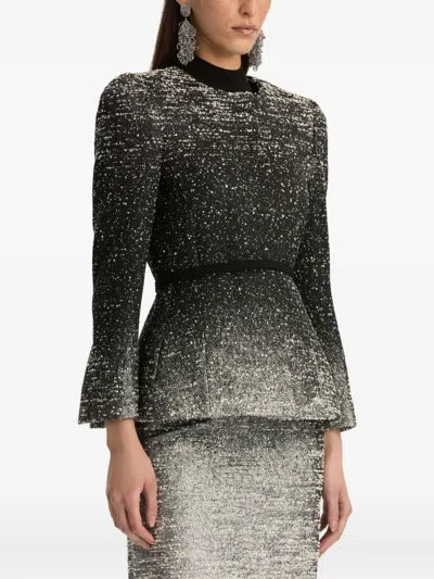 Oscar De La Renta Ombr Lurex Boucl Jacquard Jacket In Black