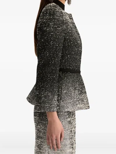 Oscar De La Renta Ombr Lurex Boucl Jacquard Jacket In Black