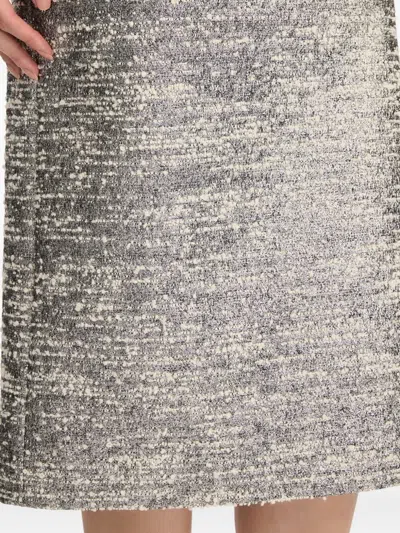 Oscar De La Renta Ombre Metallic Boucle Jacquard Midi Pencil Skirt In Silver