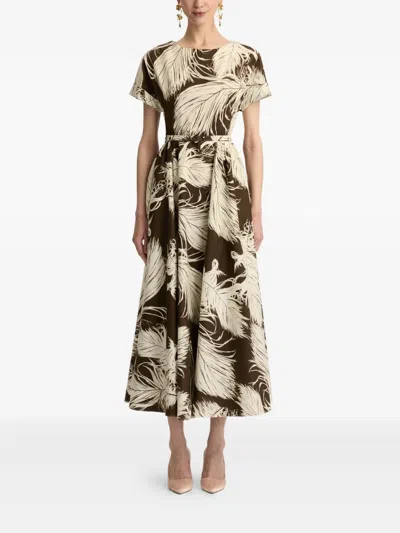 Oscar De La Renta Printed Cotton-blend Poplin Midi Dress In Multi