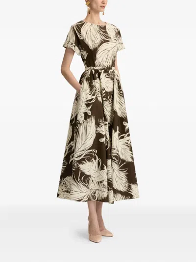 Oscar De La Renta Printed Cotton-blend Poplin Midi Dress In Multi