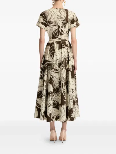 Oscar De La Renta Printed Cotton-blend Poplin Midi Dress In Multi
