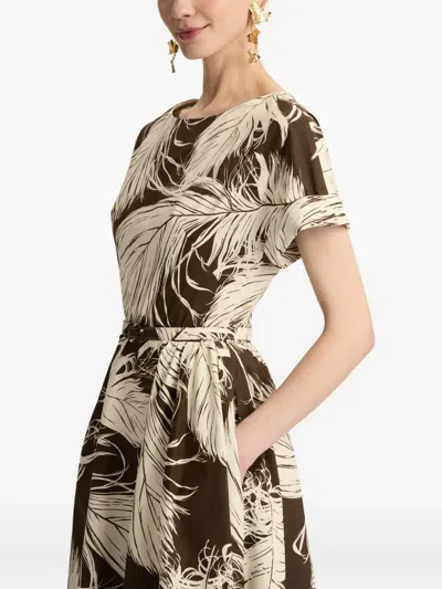 Oscar De La Renta Printed Cotton-blend Poplin Midi Dress In Multi