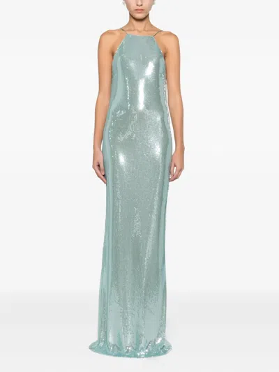 Patrizia Pepe Sequinned Spaghetti-strap Dress In Blue