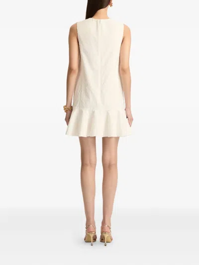 Oscar De La Renta Sleeveless Chainlink Jacquard Ruffle Mini Dress In Metallic