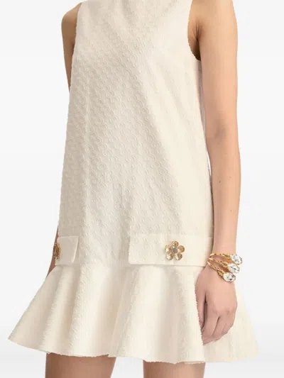 Oscar De La Renta Sleeveless Chainlink Jacquard Ruffle Mini Dress In Metallic