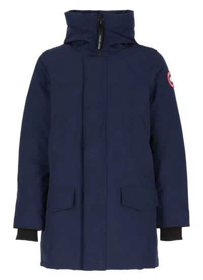Canada Goose High-collar Down Jacket With Concealed Front Zipper In Blue