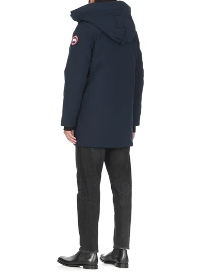 Canada Goose High-collar Down Jacket With Concealed Front Zipper In Blue