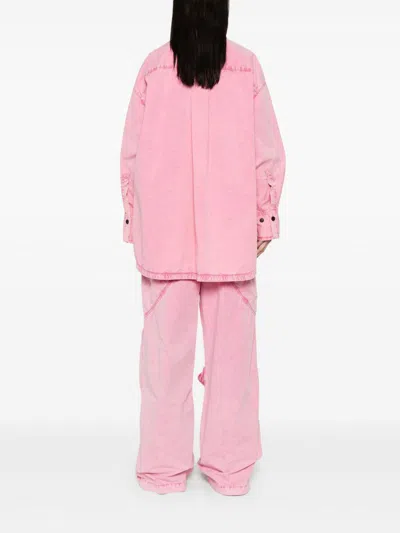 Attico Diana Asymmetric Oversized Shirt In Pink