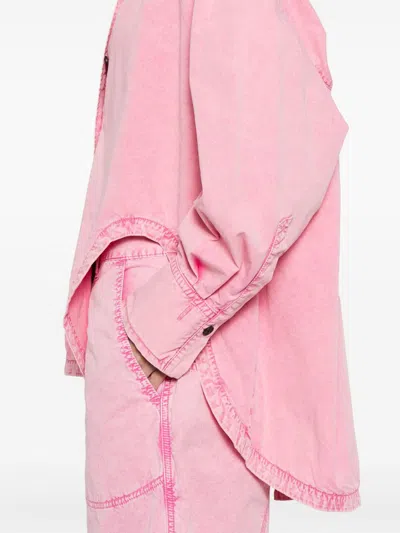 Attico Diana Asymmetric Oversized Shirt In Pink
