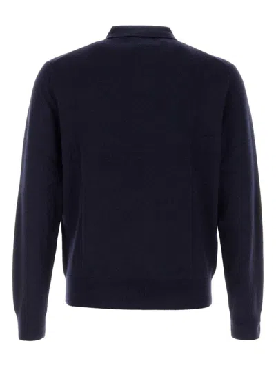 Polo Ralph Lauren Long Sleeves Wool Polo Shirt In Blue