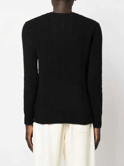 Polo Ralph Lauren Logo-embroidered Cable-knit Jumper In Black