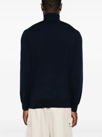 Polo Ralph Lauren Turtleneck Black Wool Long Sleeve Pullover In Blue