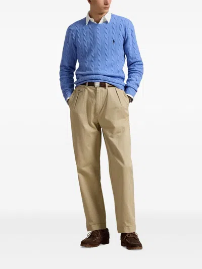 Polo Ralph Lauren Cable-knit Wool-cashmere Jumper Clothing In Blue