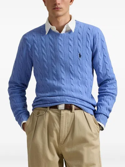 Polo Ralph Lauren Cable-knit Wool-cashmere Jumper Clothing In Blue